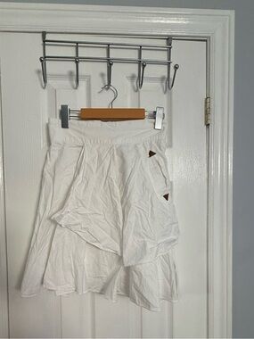 Angel White Tiered Ruffle Skort with Triangle Accent